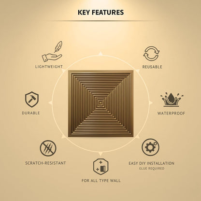 Champagne Gold Pyramid Design 3D Wall Panel-2