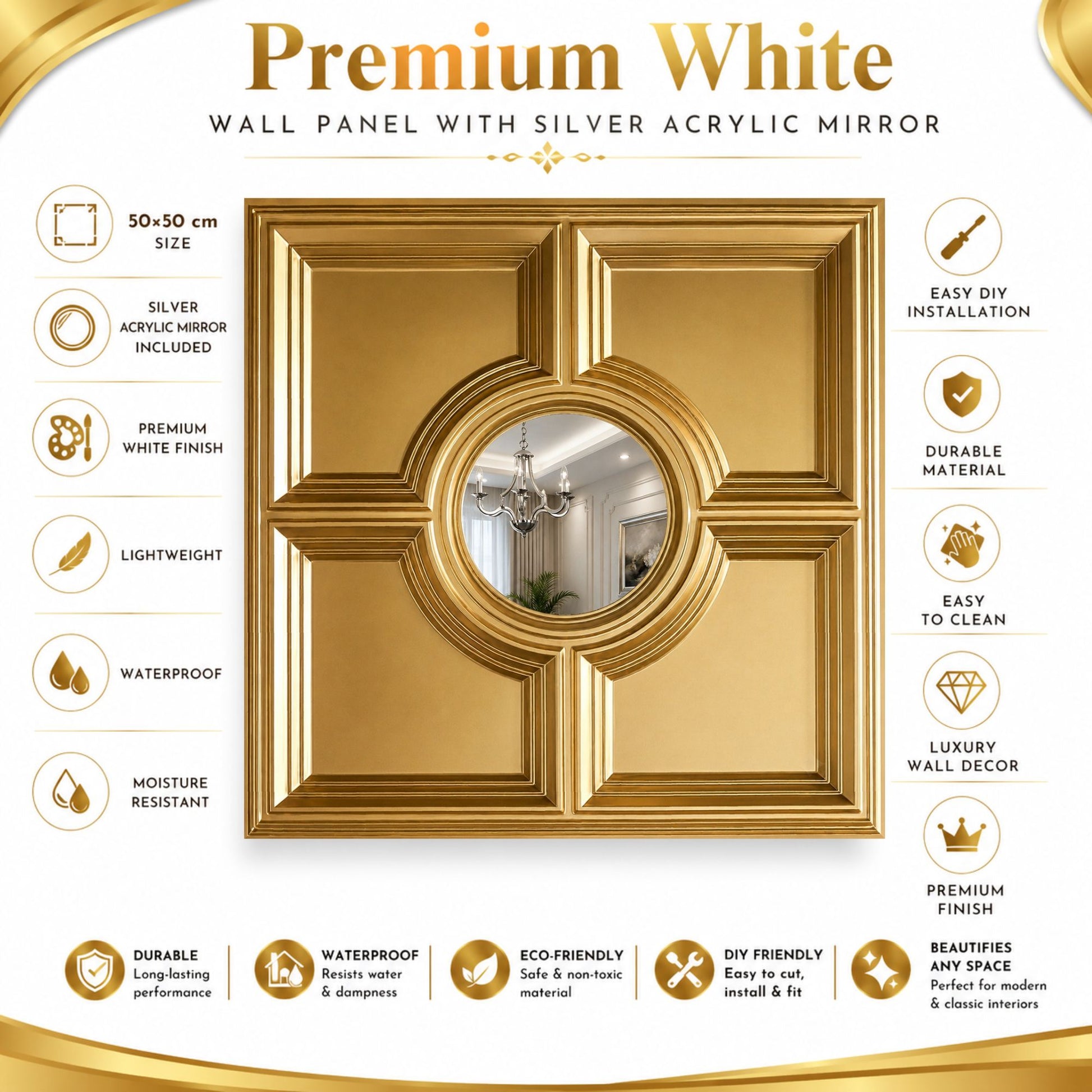 Champagne Gold Regal Medallion Design With Silver Mirror-1