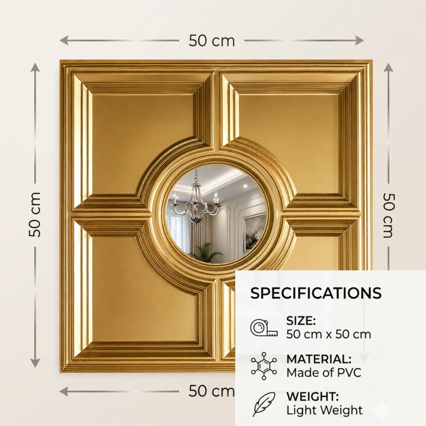 Champagne Gold Regal Medallion Design With Silver Mirror-2