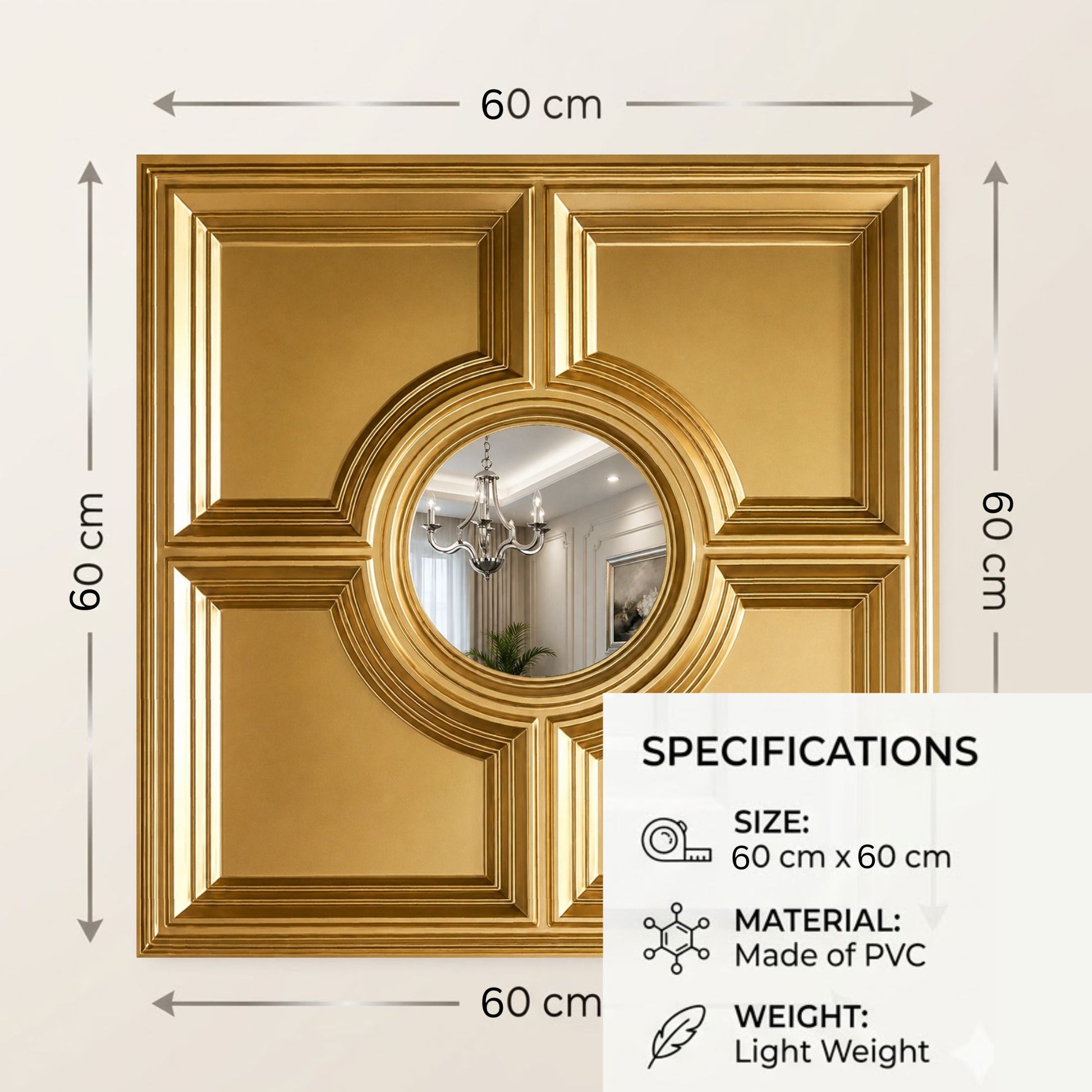Champagne Gold Regal Medallion Design With Silver Mirror-3