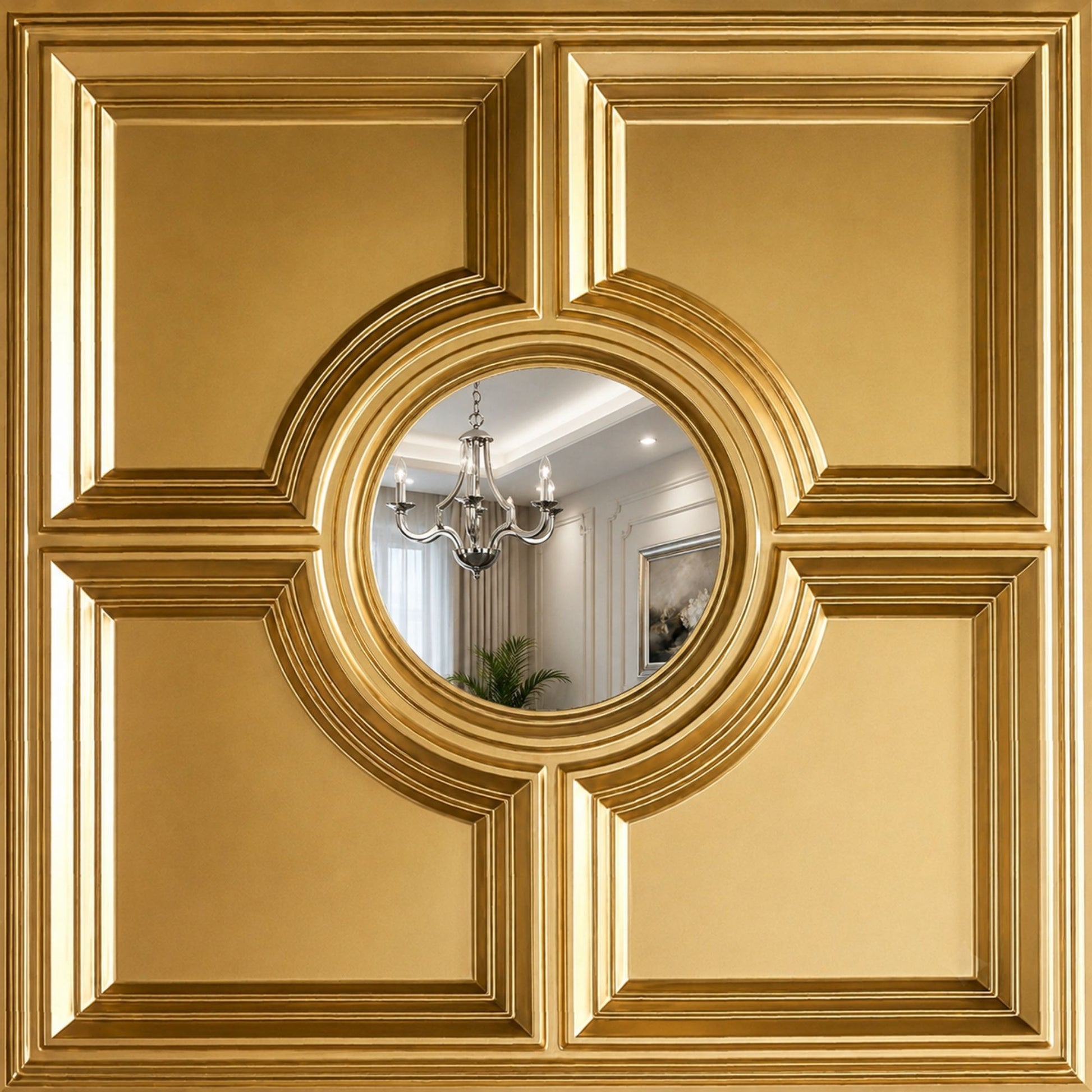 Champagne Gold Regal Medallion Design With Silver Mirror