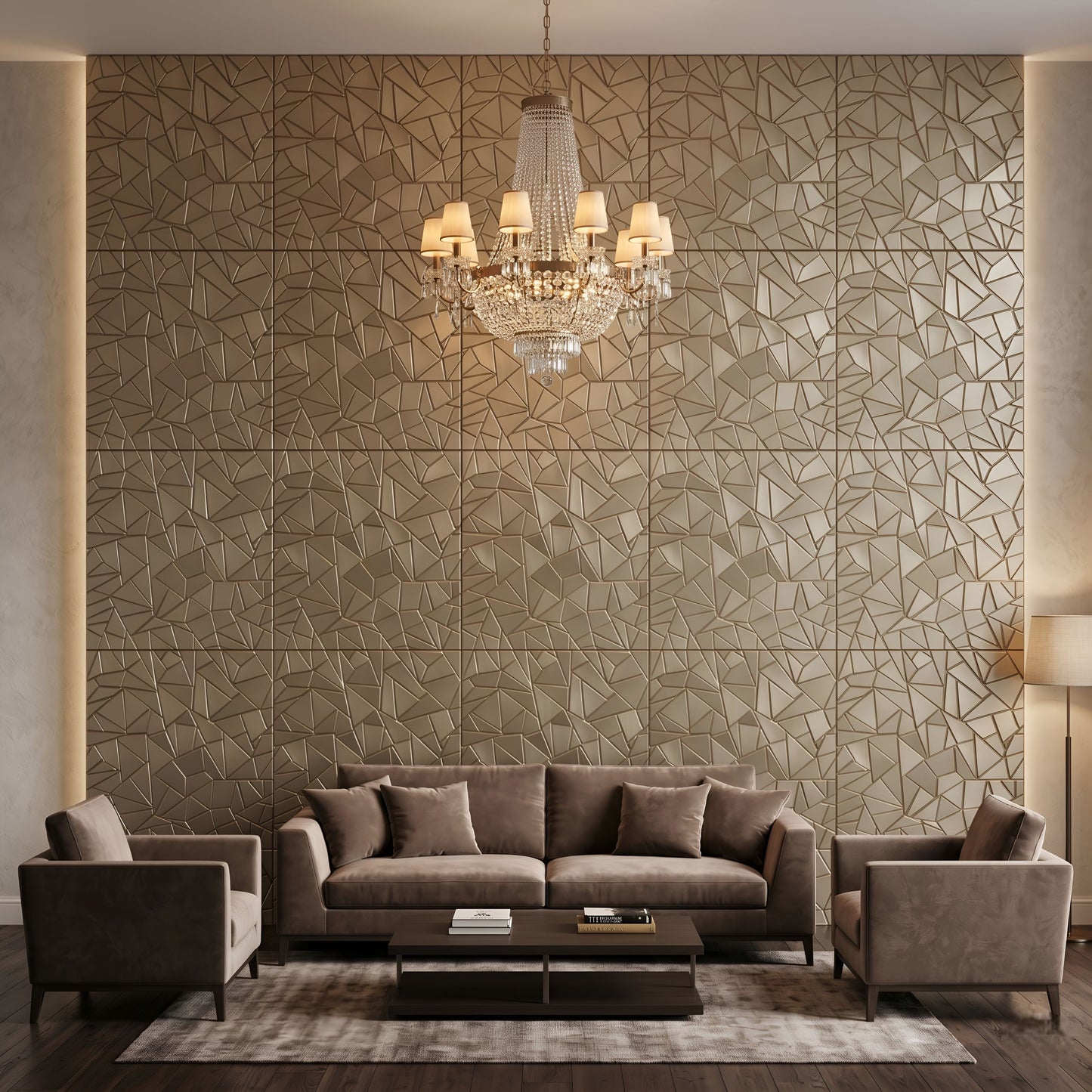 Champagne Gold Self Adhesive 3D Panels Triangle Design