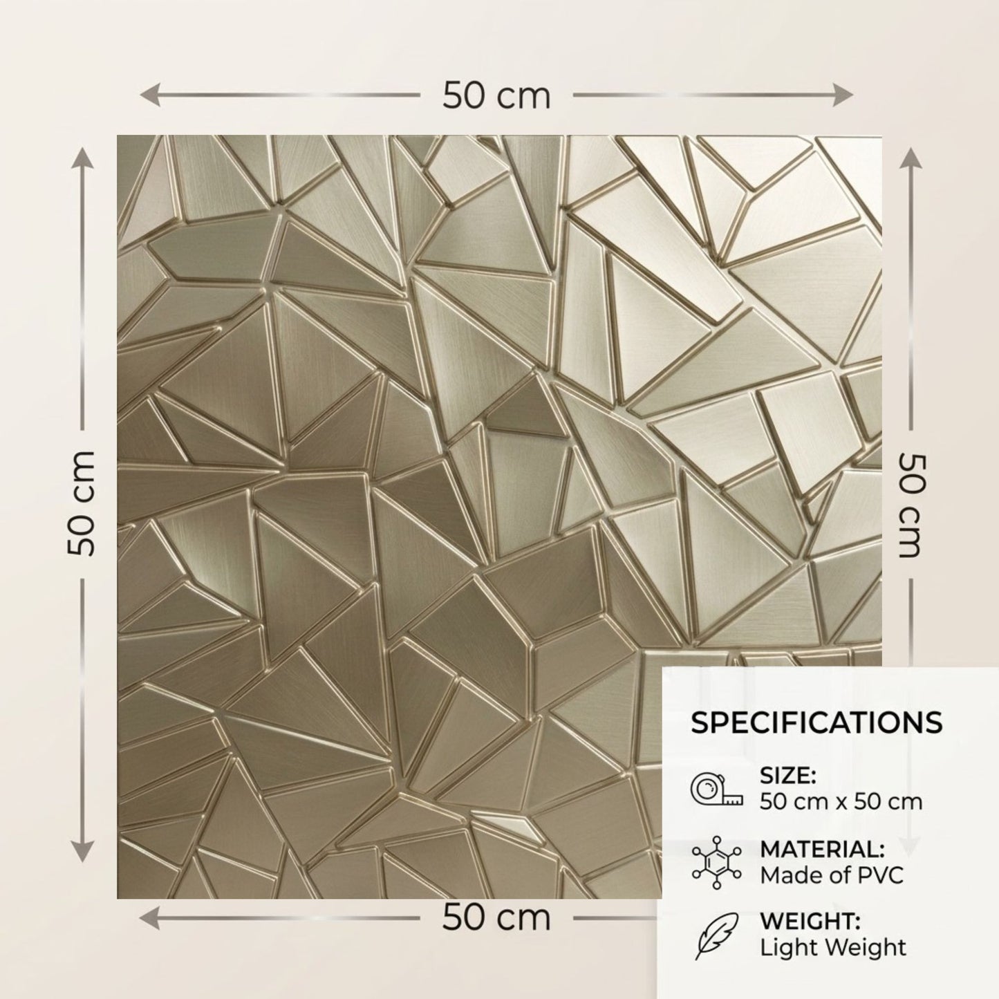 Champagne Gold Self Adhesive 3D Panels Triangle Design
