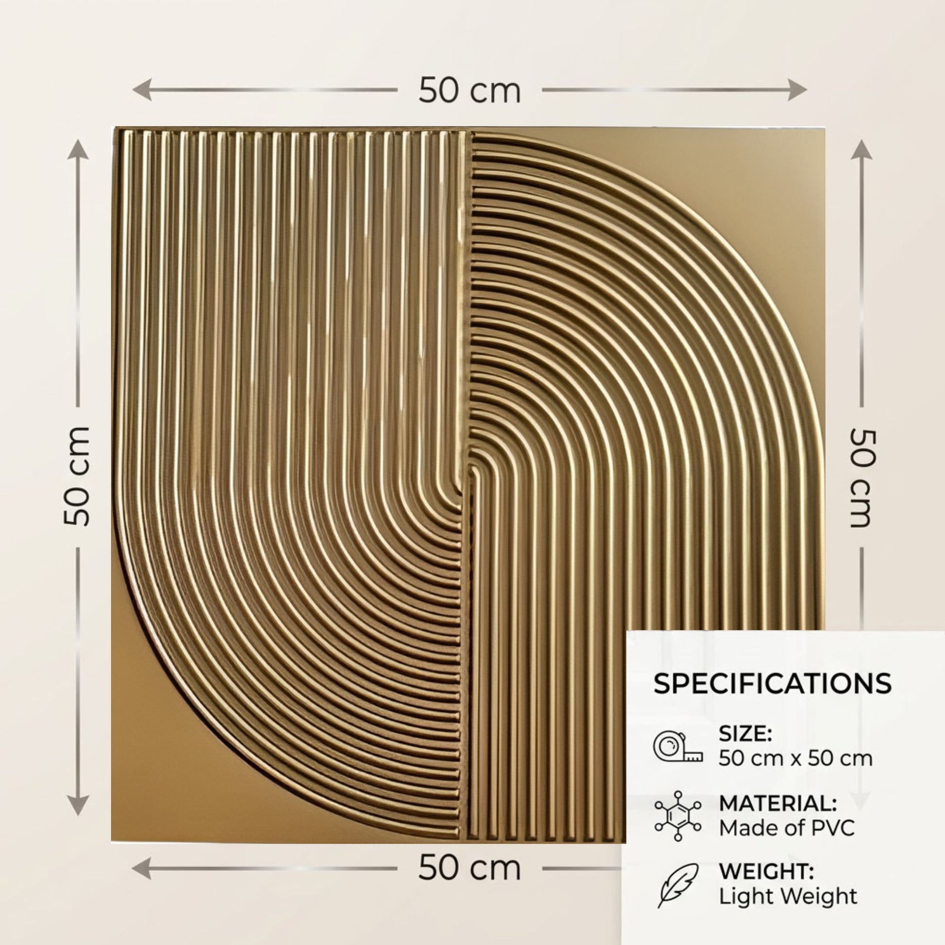 Champagne Gold Self Adhesive 3D Panels Curve Design