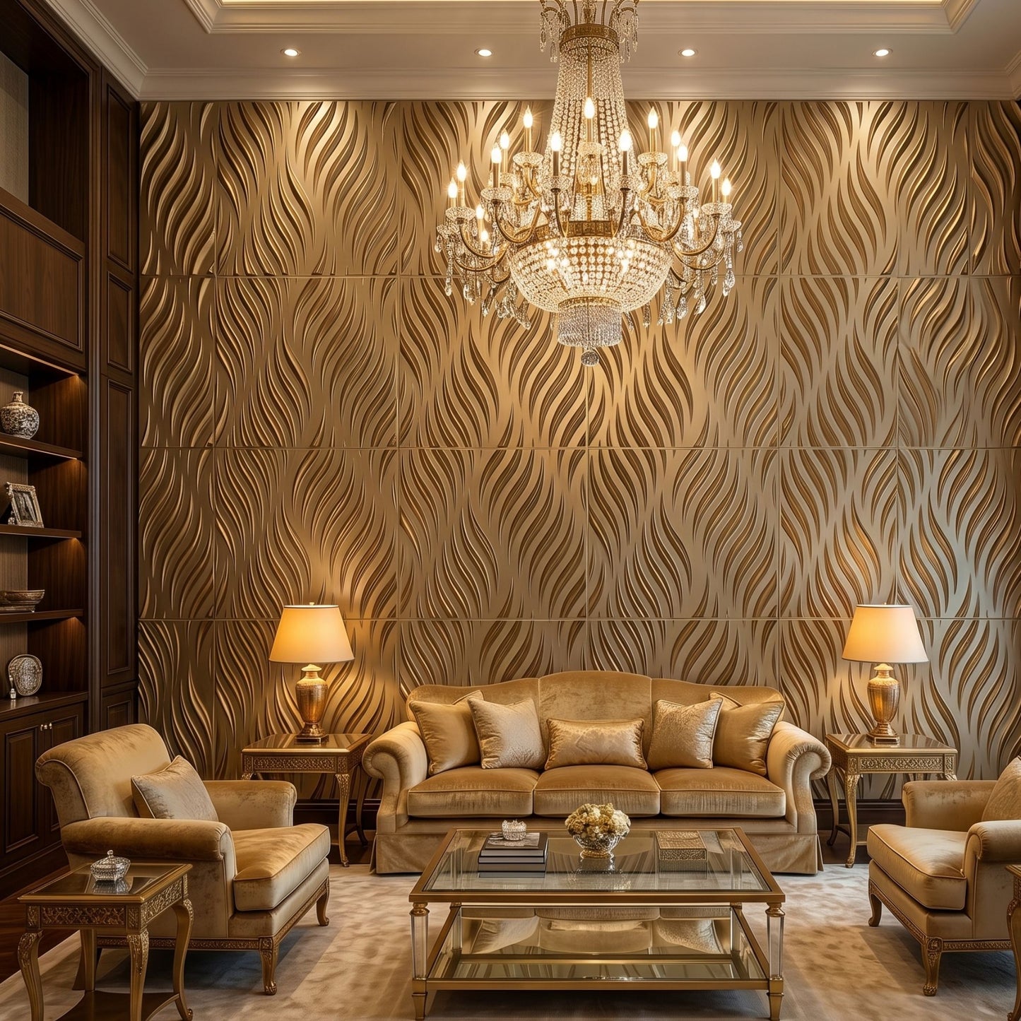 Champagne Gold Self Adhesive 3D Panels Geometric 3D Design