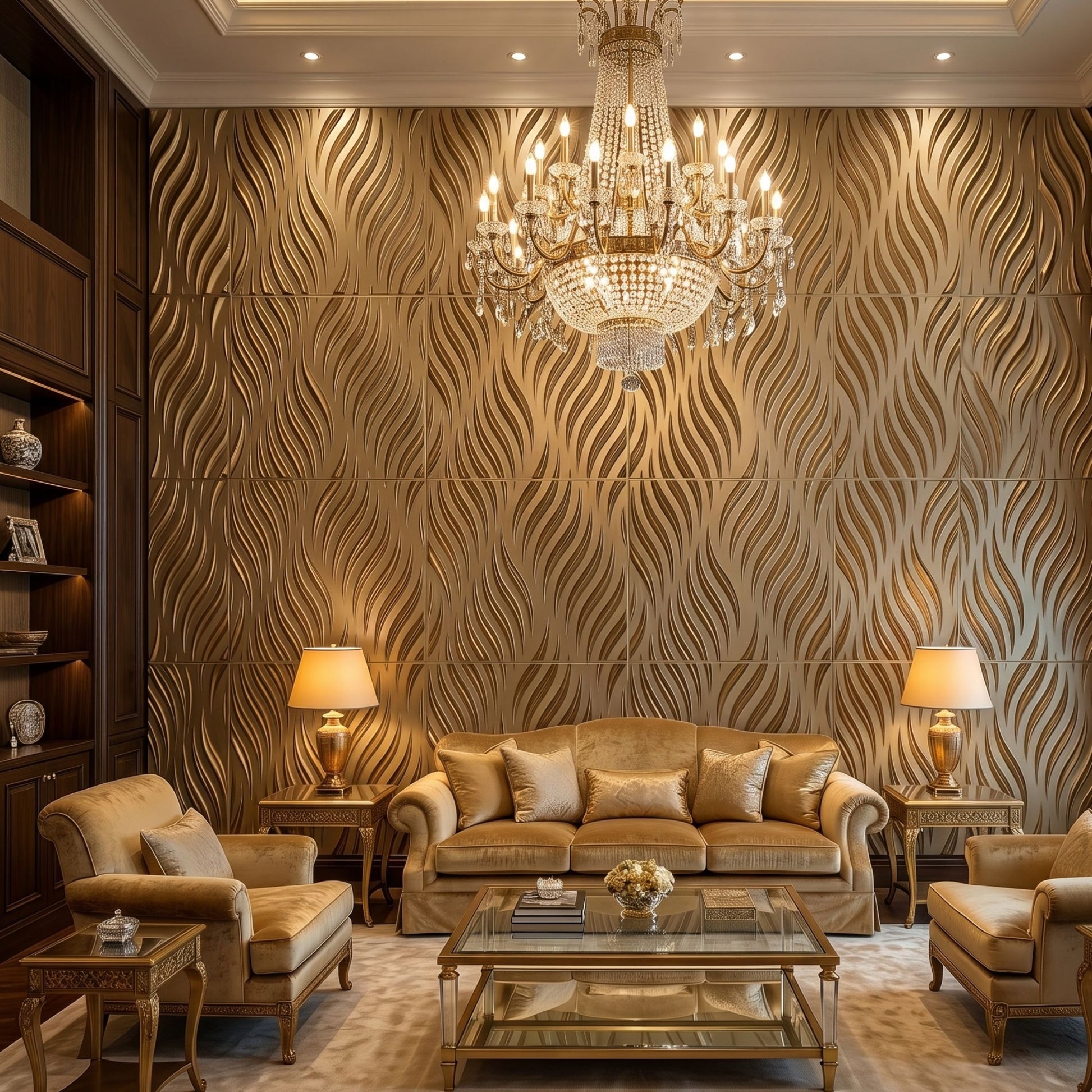 Champagne Gold Self Adhesive 3D Panels Geometric 3D Design