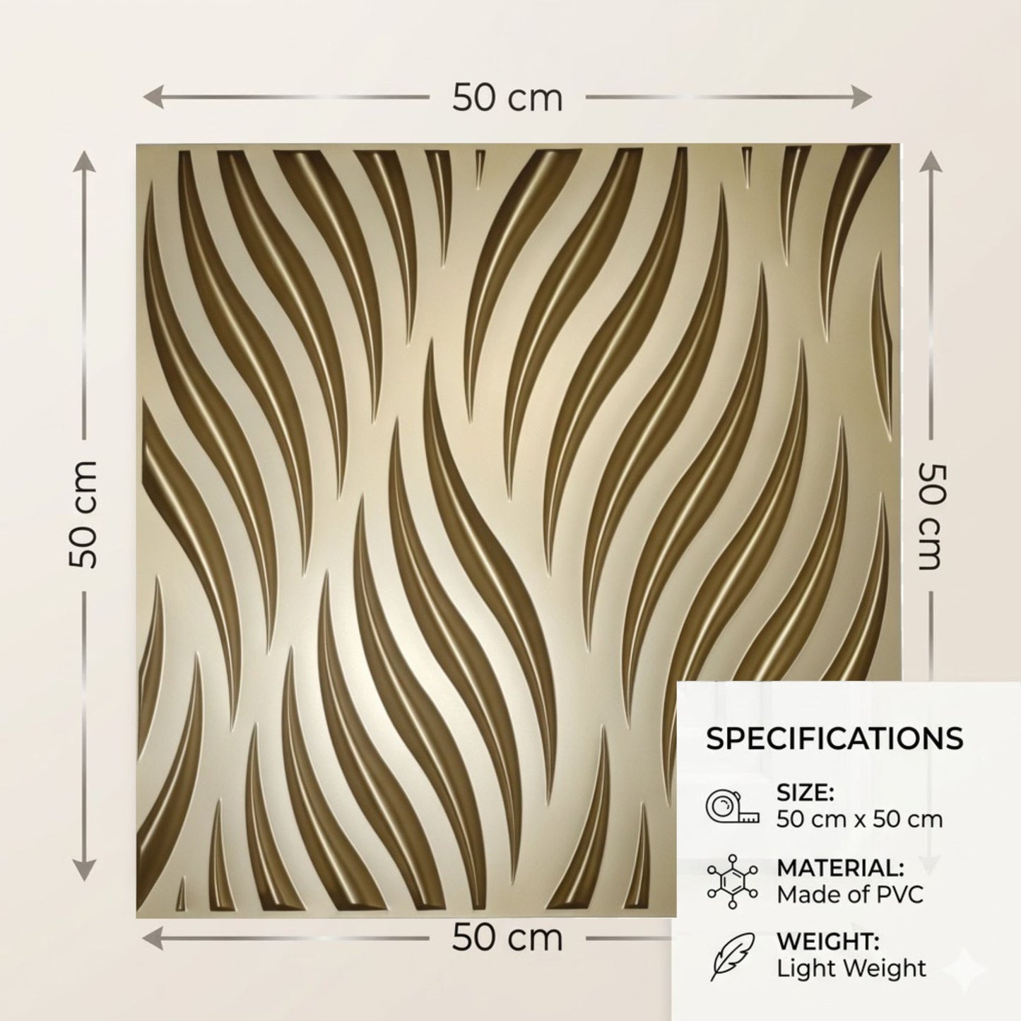 Champagne Gold Self Adhesive 3D Panels Geometric 3D Design