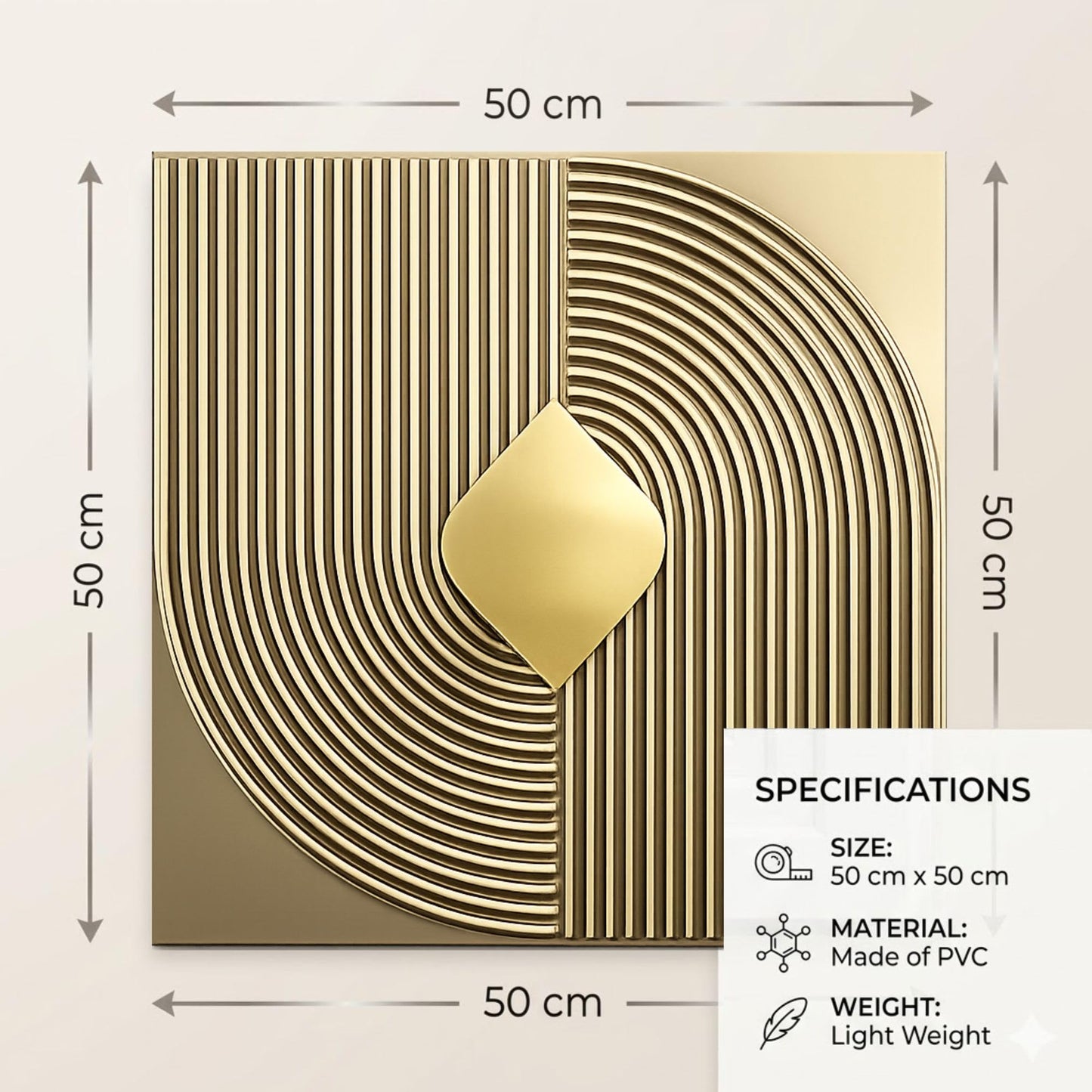Champagne Gold Self Adhesive Panels Curve Line Design
