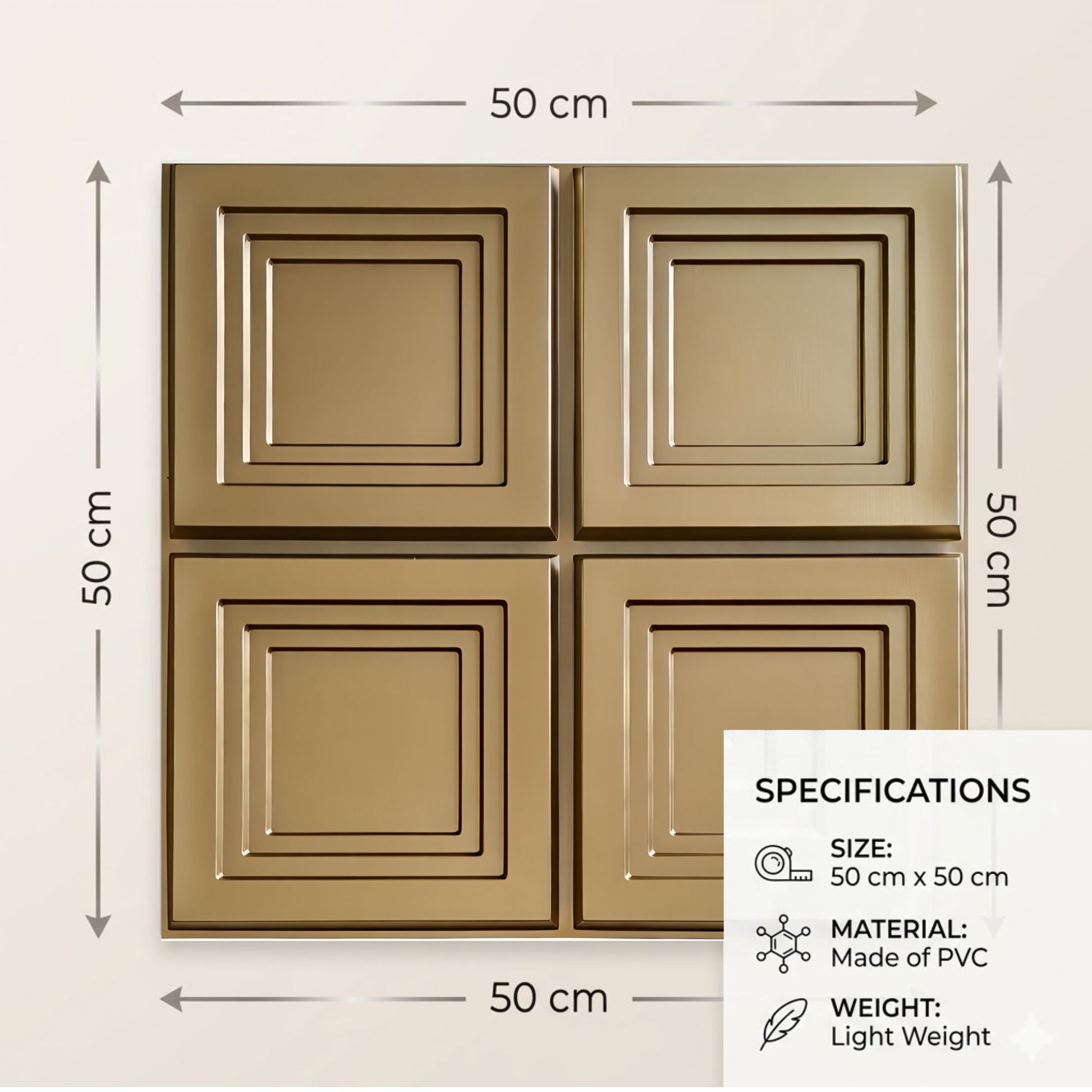 Champagne Gold Square Box Design 3D Wall Panel-2