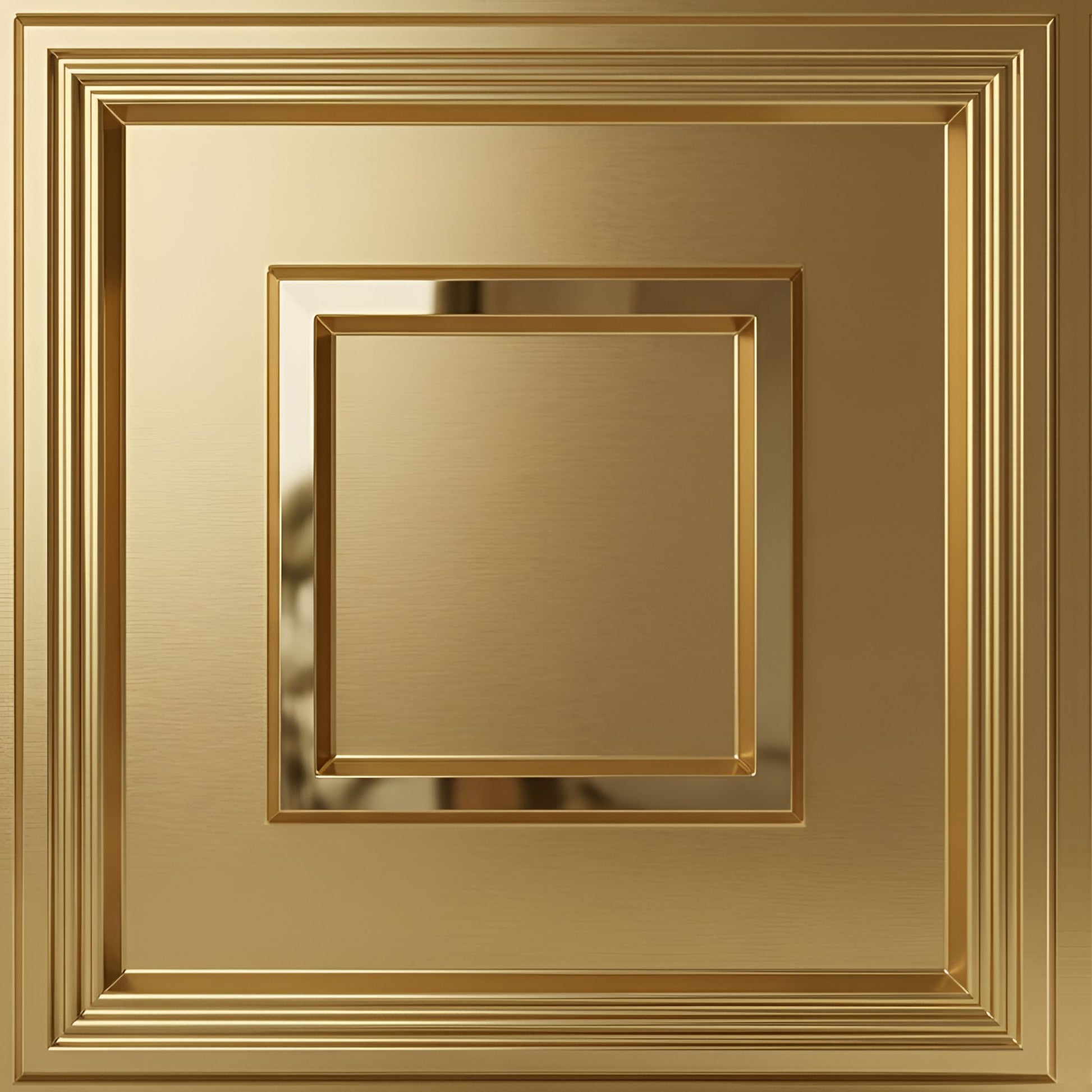 Champagne Gold Square Design 3D PVC Ceiling Panel  Front View