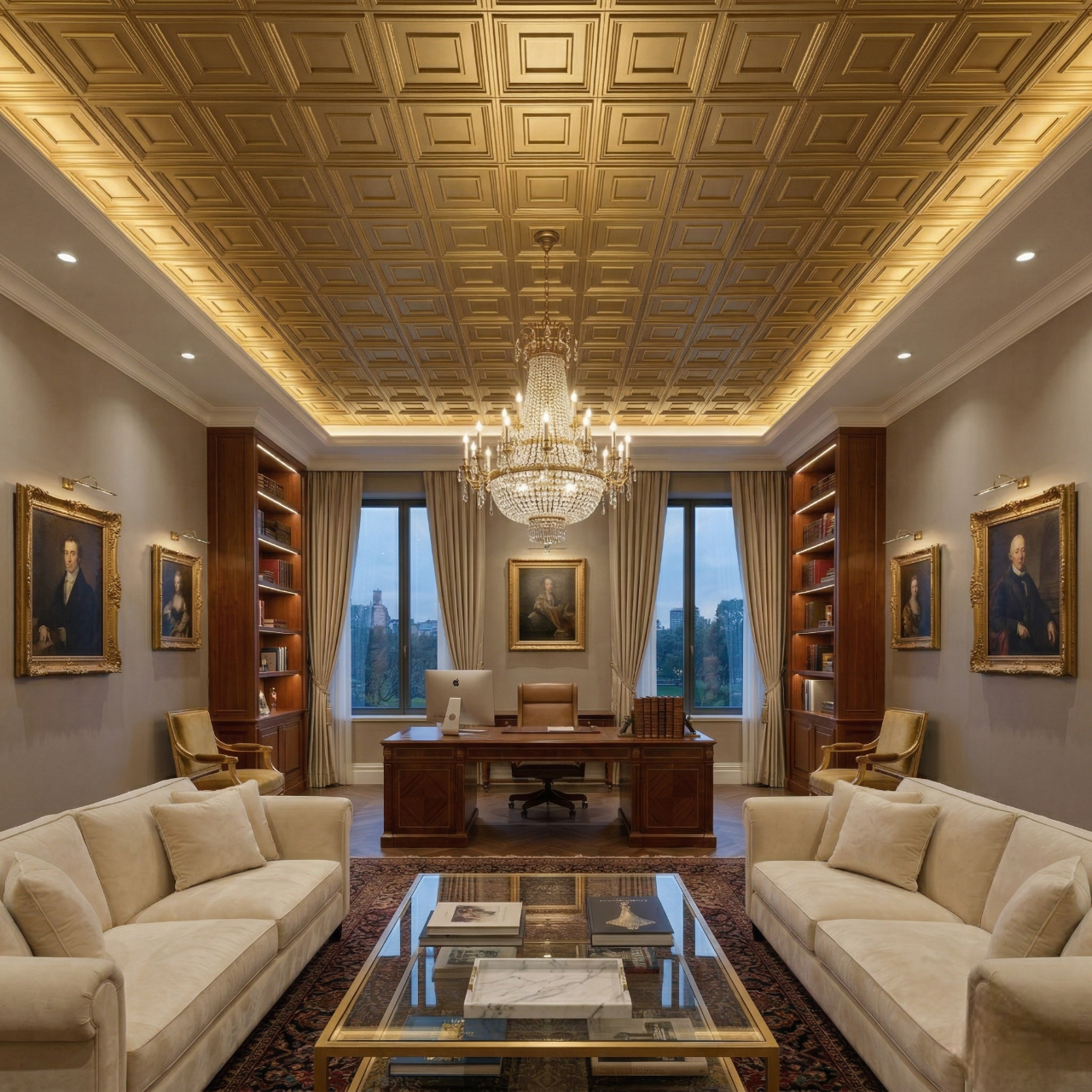 Champagne Gold Square Design 3D ceiling Panel-1