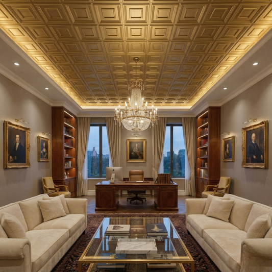 Champagne Gold Square Design 3D ceiling Panel-1