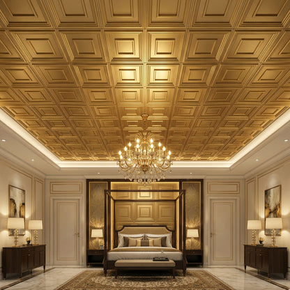 Champagne Gold Square Design 3D ceiling Panel-2
