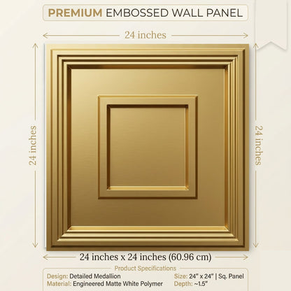 Champagne Gold Square Design 3D ceiling Panel-3