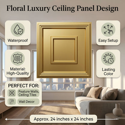 Champagne Gold Square Design 3D ceiling Panel-4