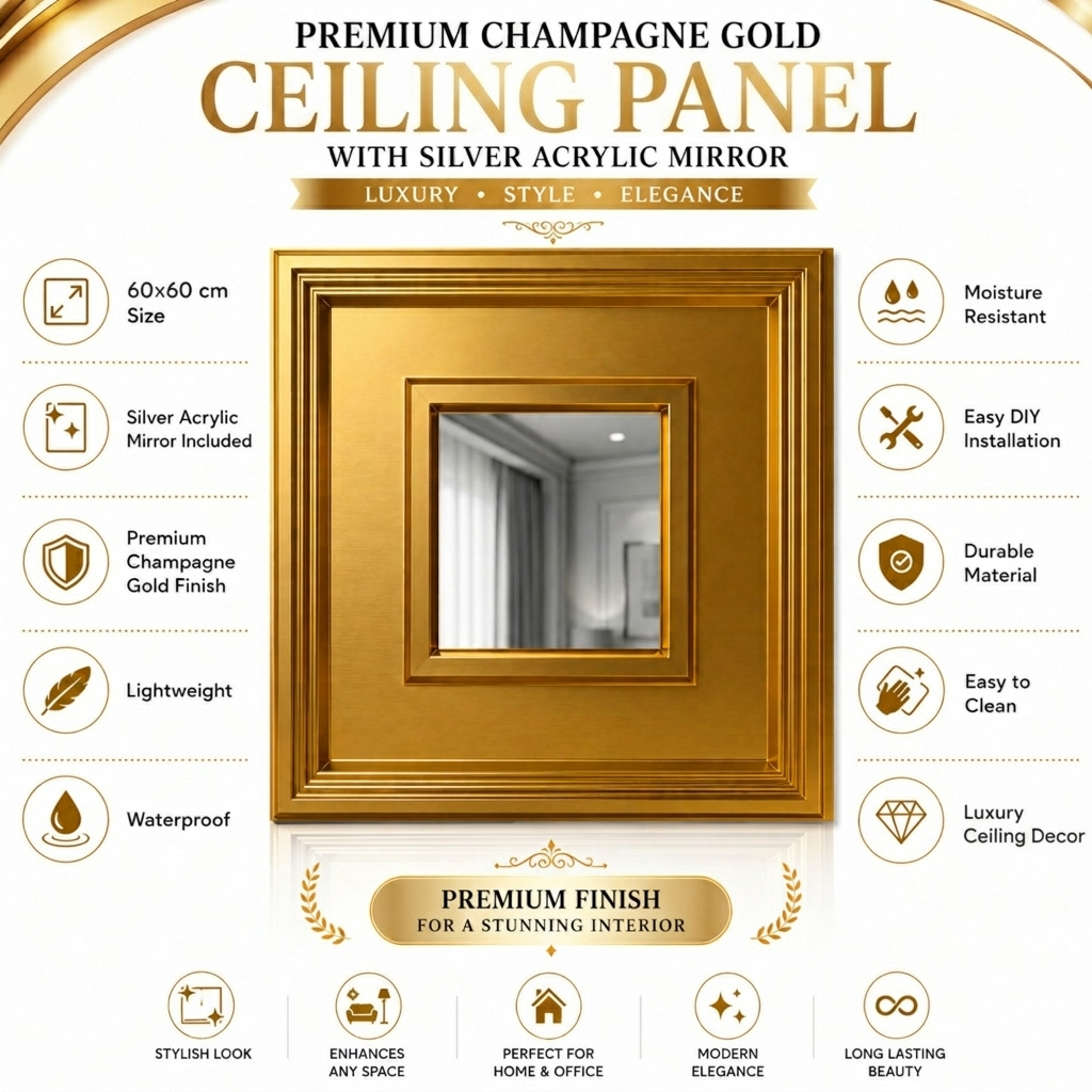 Champagne Gold Square Design With Silver Mirror-2