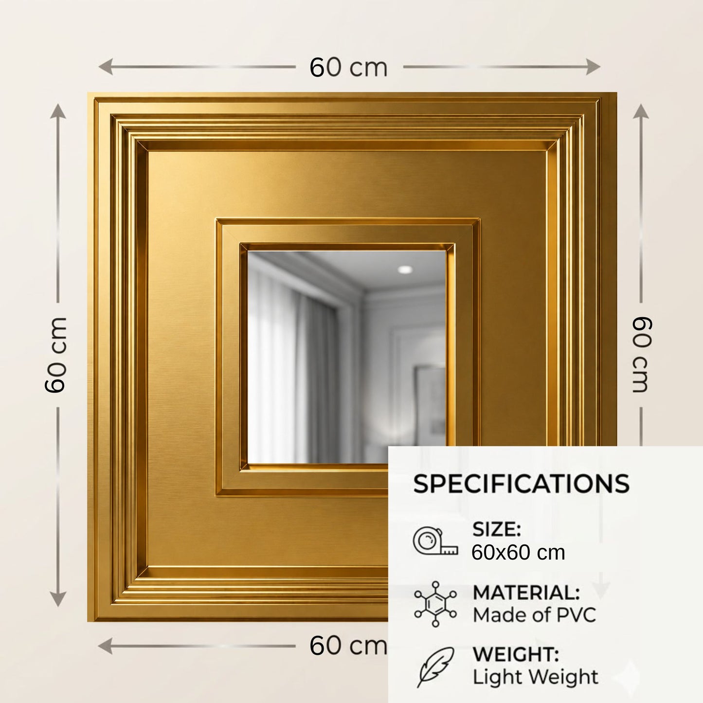Champagne Gold Square Design With Silver Mirror-3