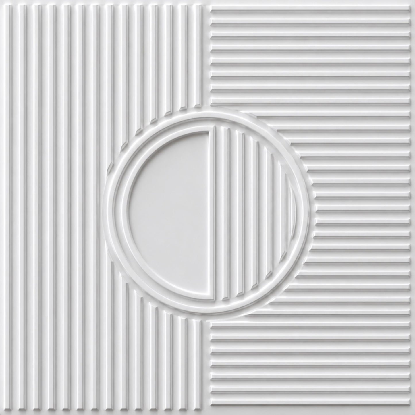 Classic White Self Adhesive PVC wall Panels Fluted Circle Design
