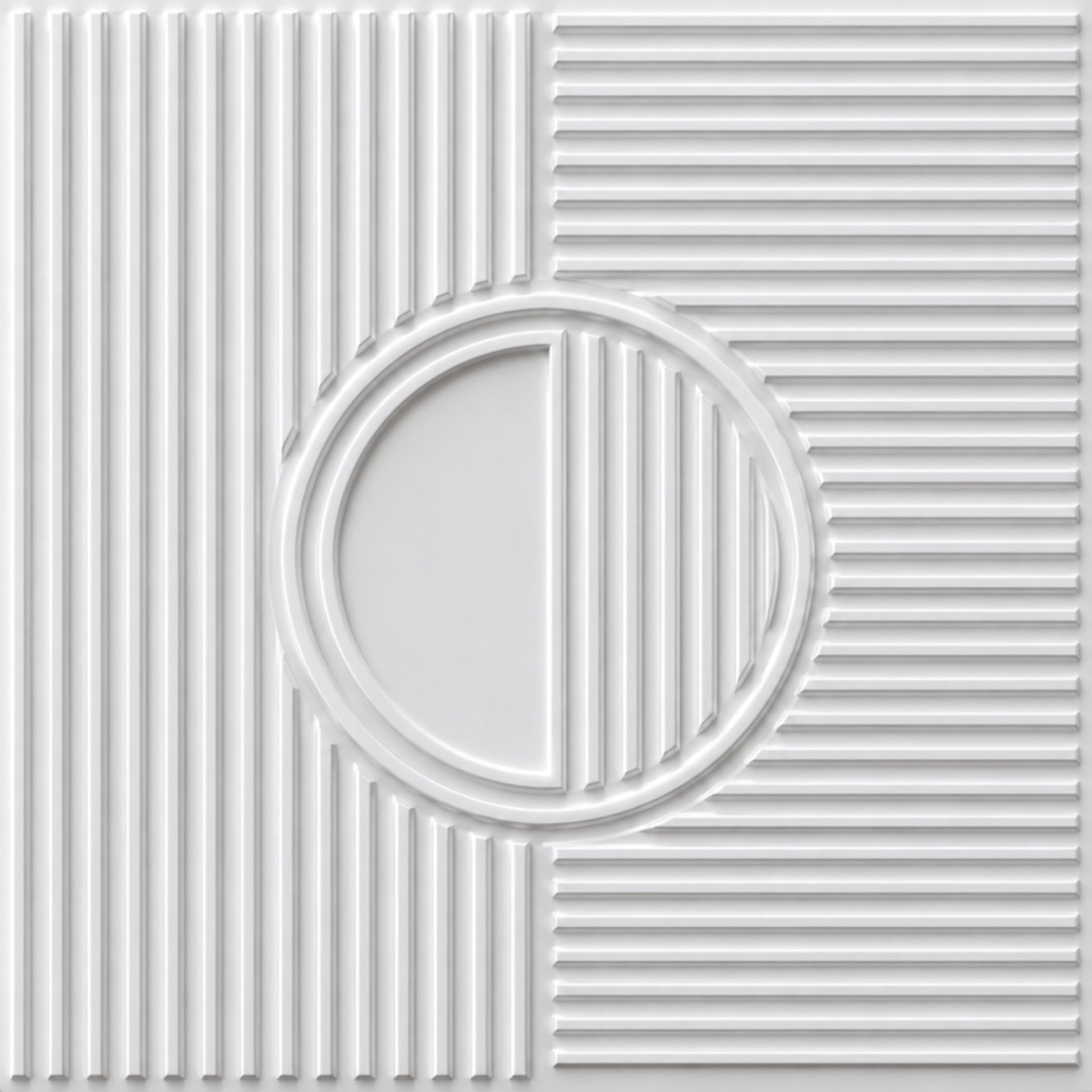 Classic White Self Adhesive PVC wall Panels Fluted Circle Design
