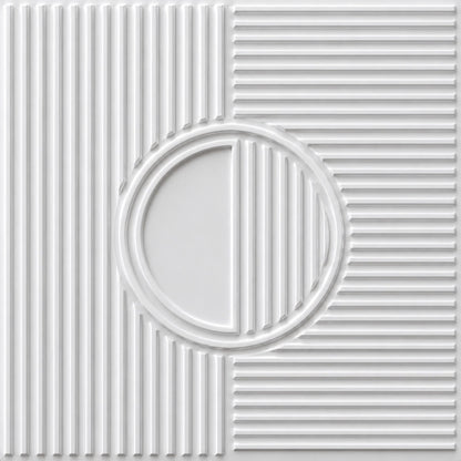 Classic White Self Adhesive PVC wall Panels Fluted Circle Design
