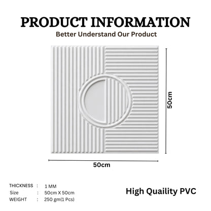 Classic White Self Adhesive PVC wall Panels Fluted Circle Design
