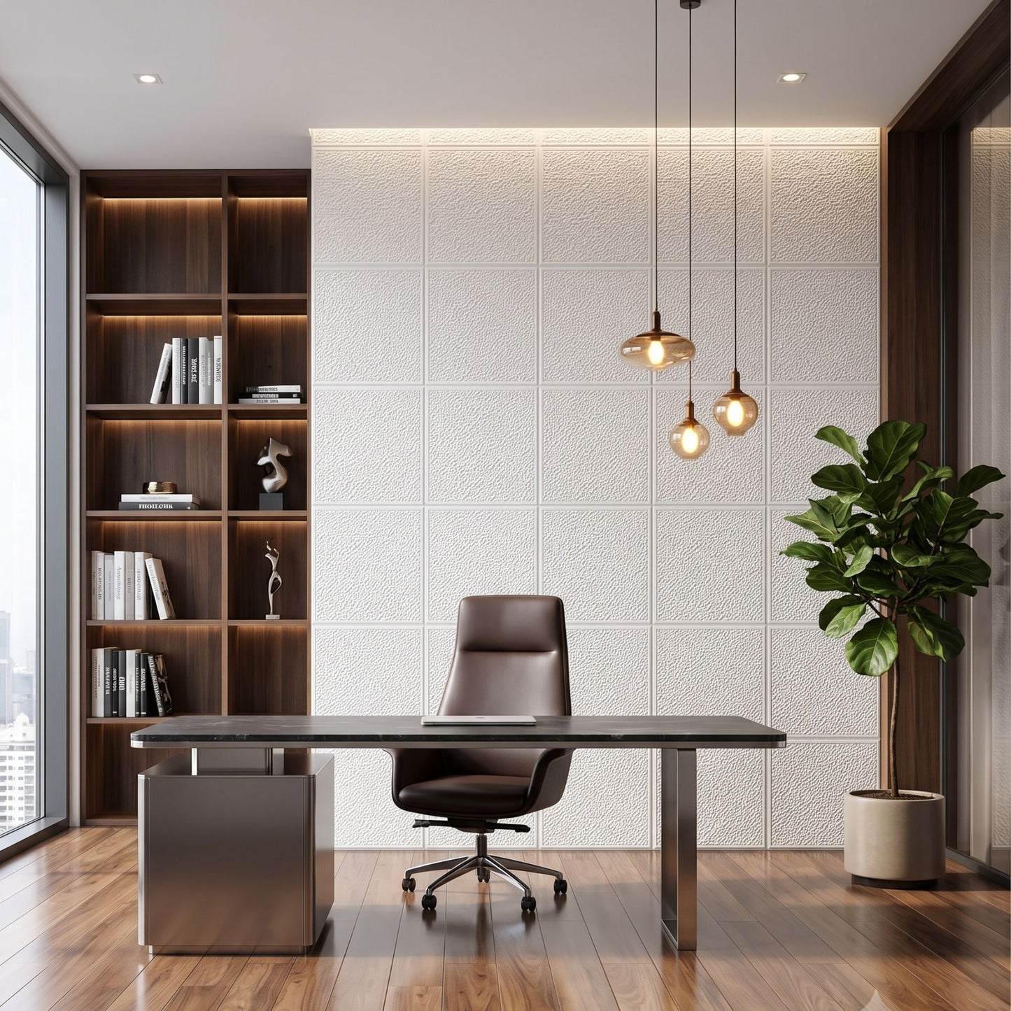 Classic White Self Adhesive PVC wall Panels Textured Design
