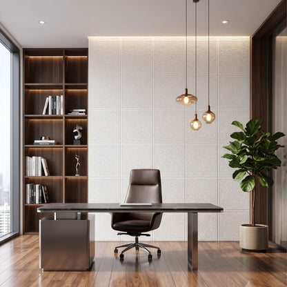 Classic White Self Adhesive PVC wall Panels Textured Design
