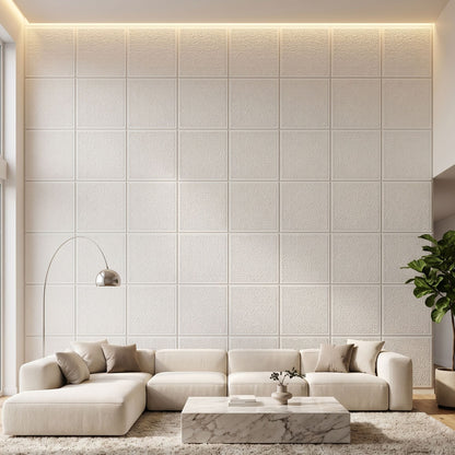 Classic White Self Adhesive PVC wall Panels Textured Design
