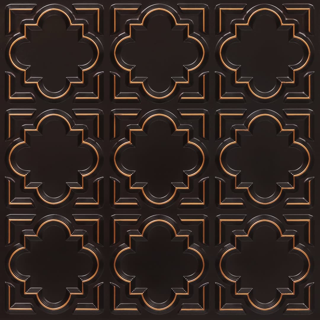 Copper Color Quatrefoil Design 3D Ceiling Panel