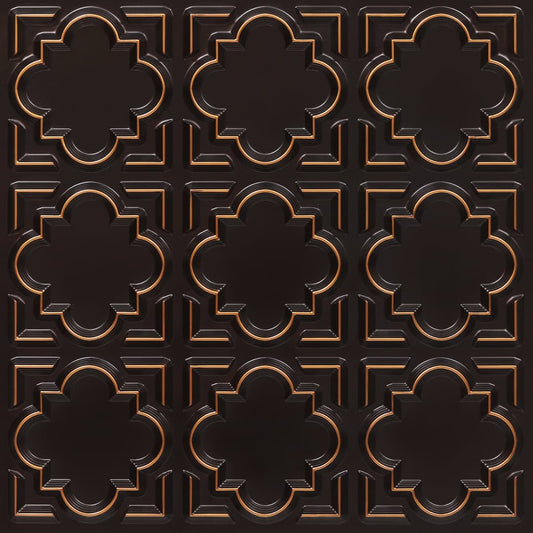 Copper Color Quatrefoil Design 3D Ceiling Panel