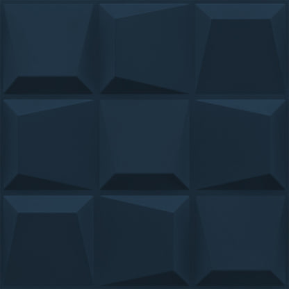Navy Blue Wood Cubical Design 3D Wall Panel View-1