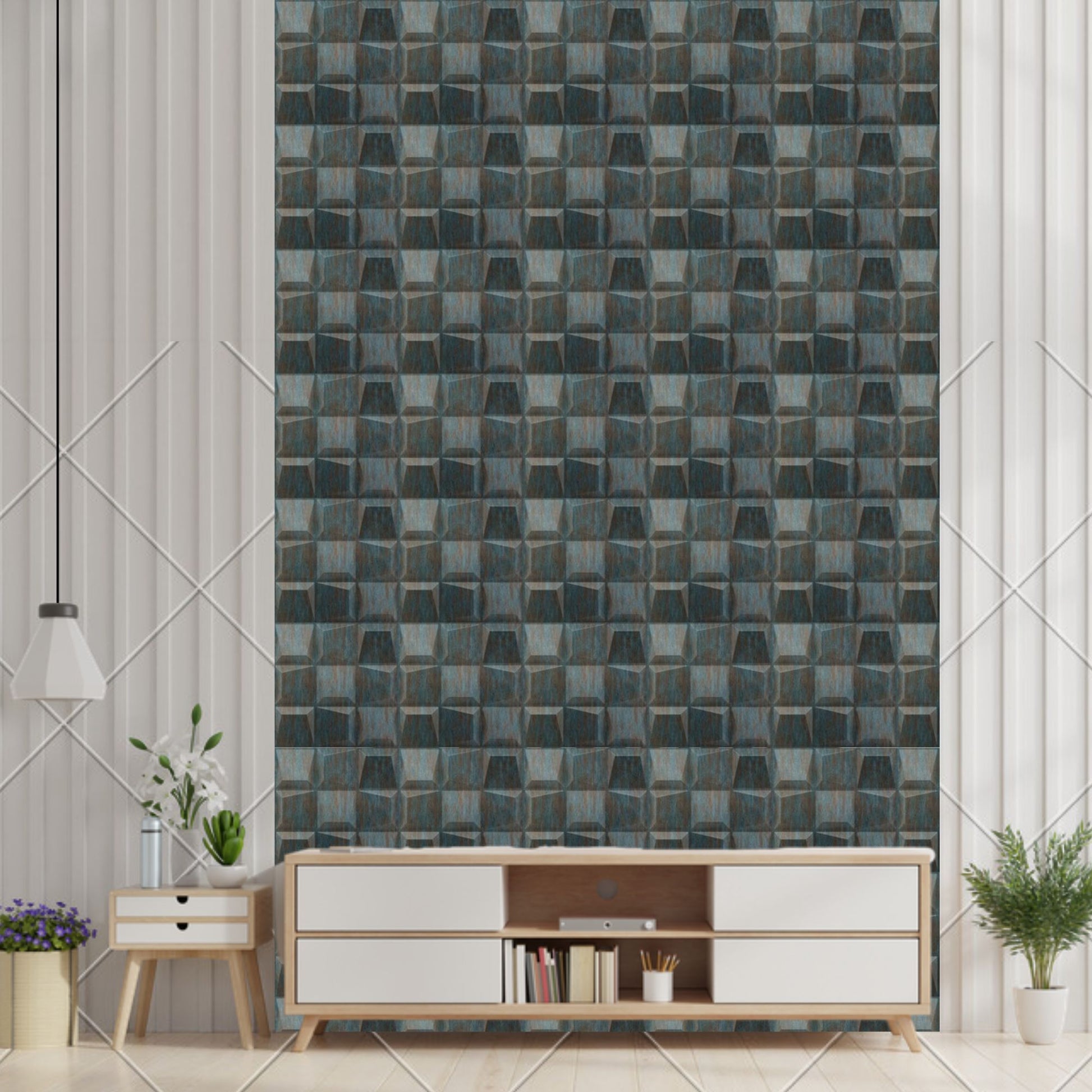 Rustic Wood 3D Wall Panels Cubical Design-3