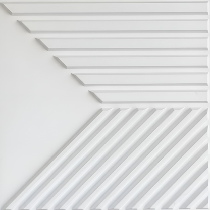 White 3D Wall Panels Triple Stripe Design
