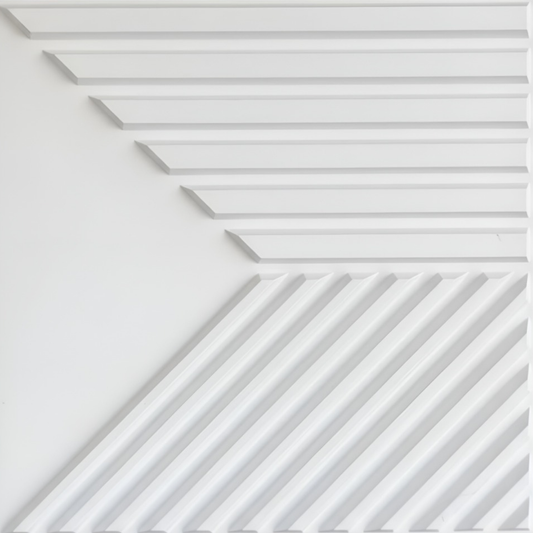 White 3D Wall Panels Triple Stripe Design

