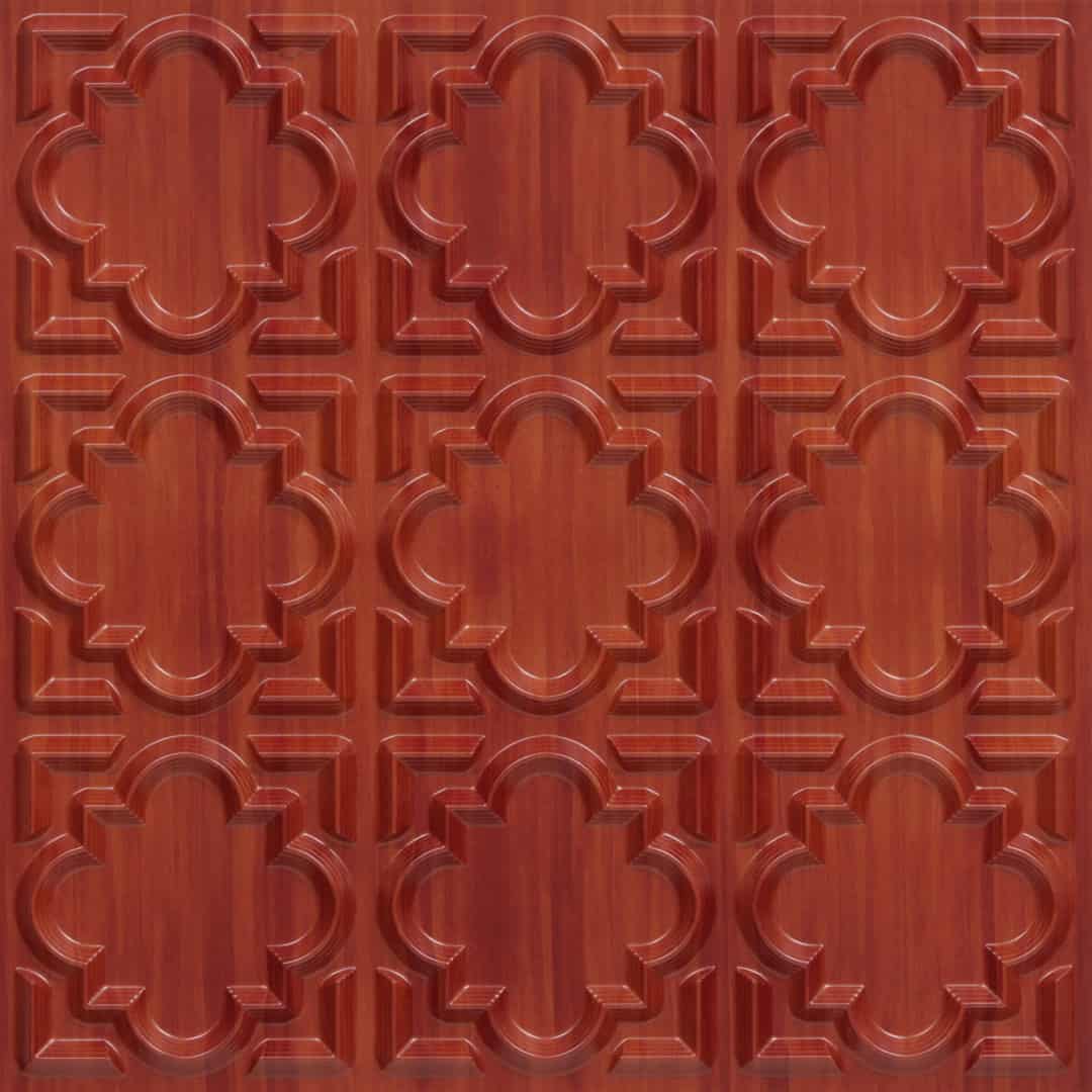 Dark Cherry Color Quatrefoil Design 3D Ceiling Panel