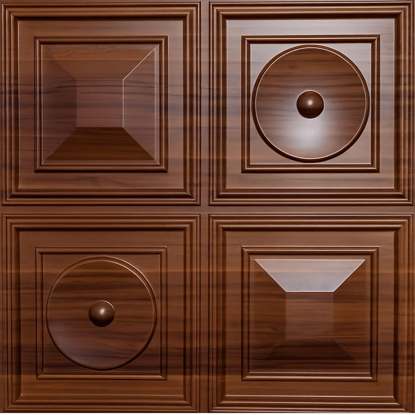 Dark Wood 3D Wall Panels Dome Design