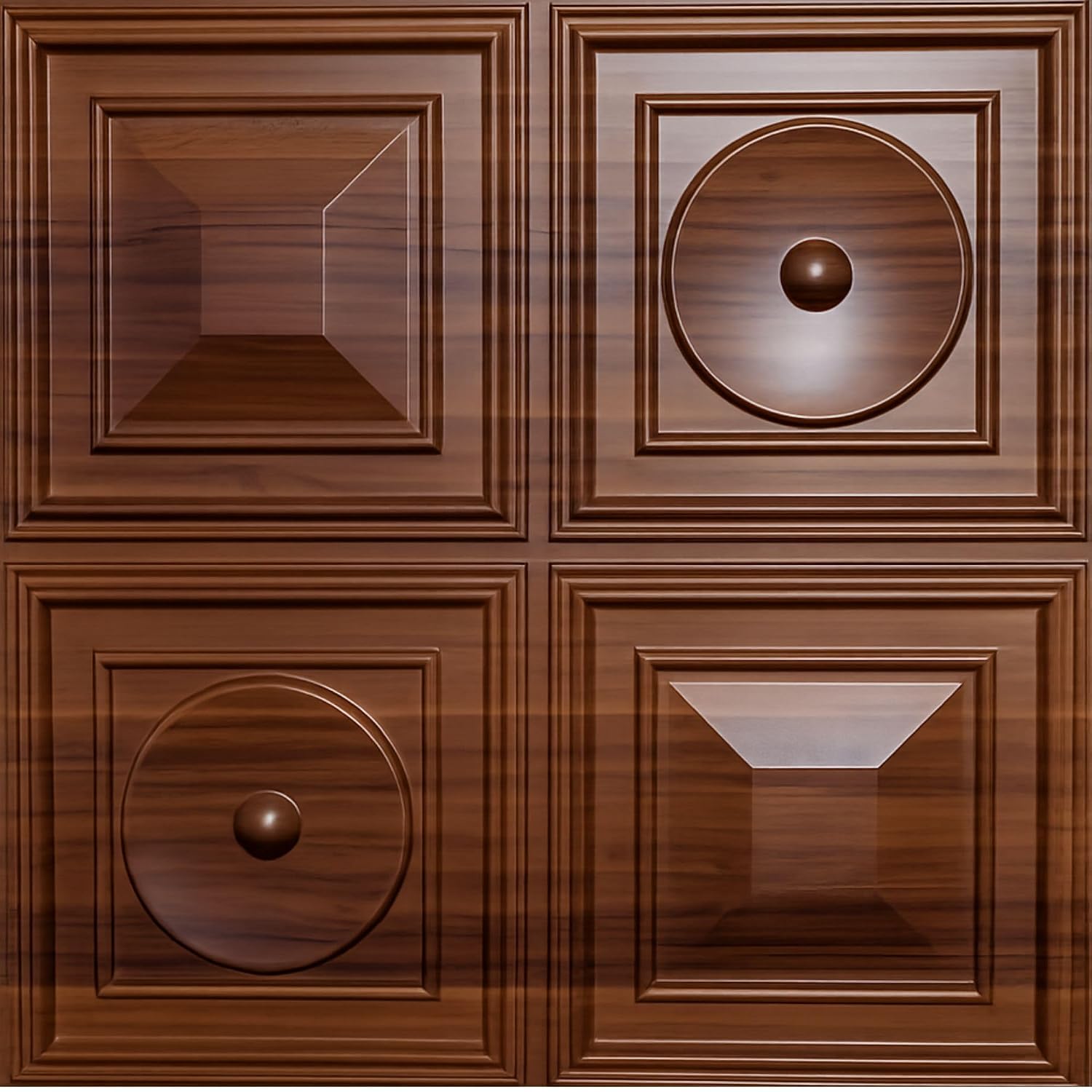 Dark Wood 3D Wall Panels Dome Design