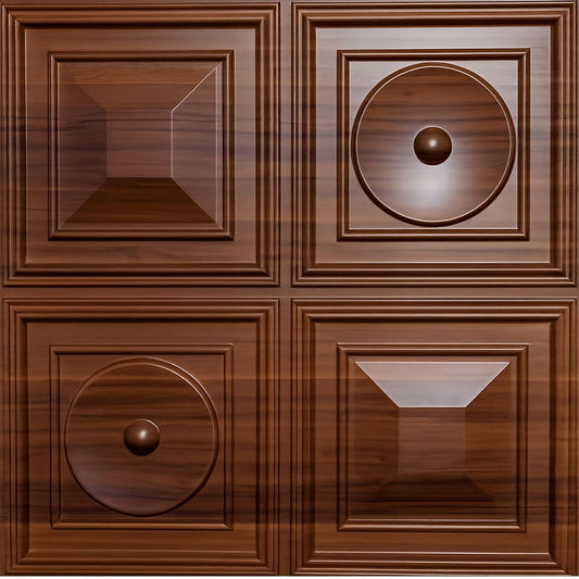 Dark Wood 3D Wall Panels Dome Design