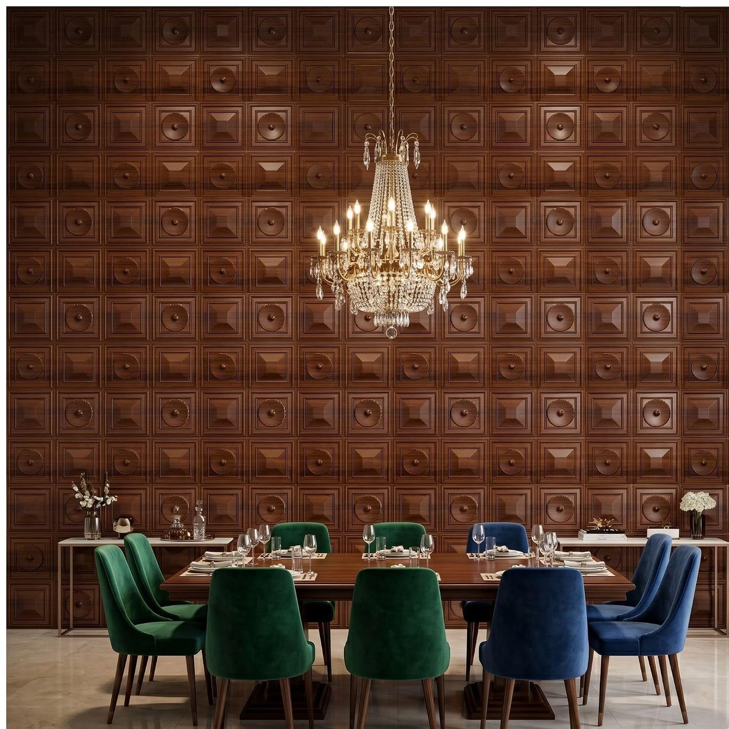 Dark Wood 3D Wall Panels Dome Design
