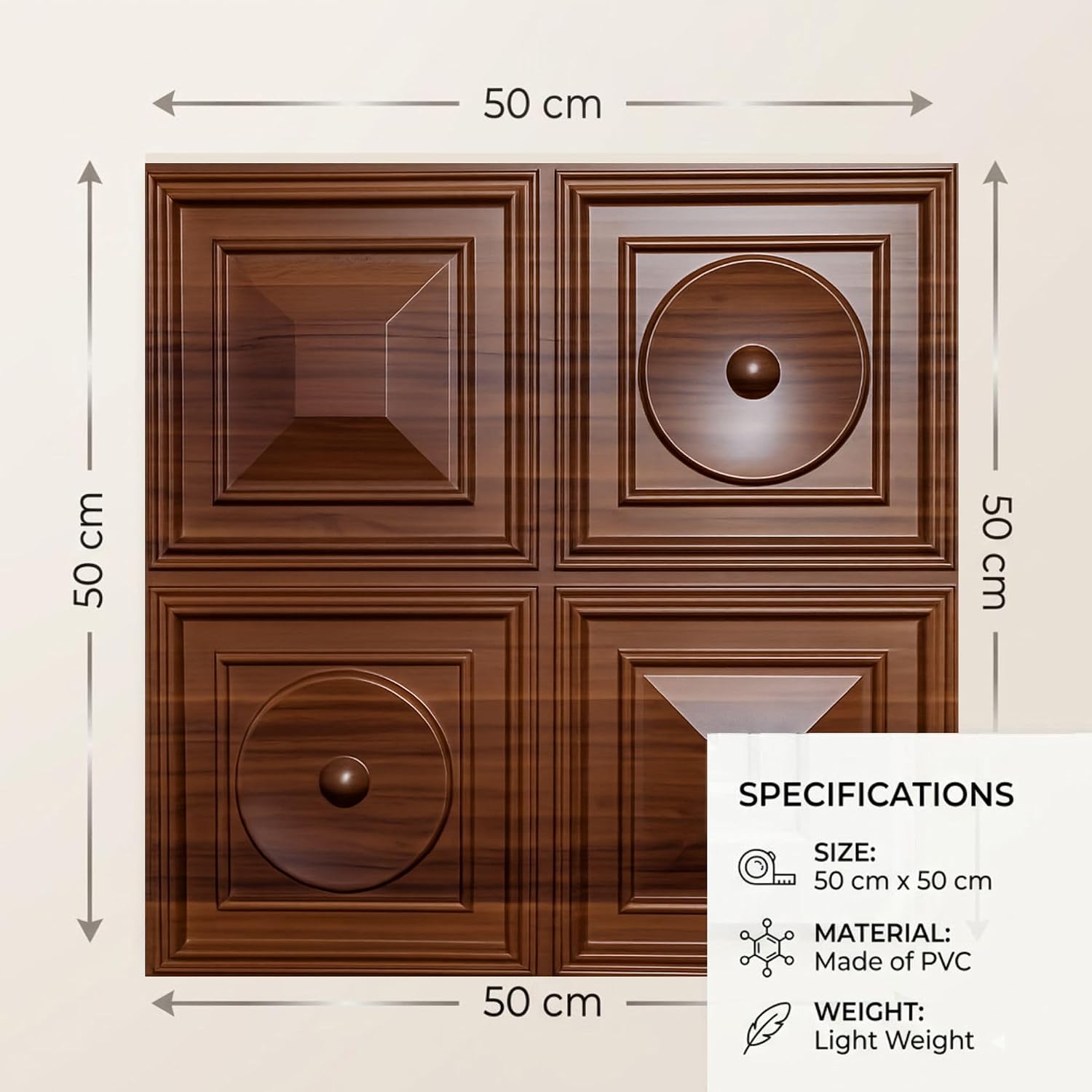 Dark Wood 3D Wall Panels Dome Design

