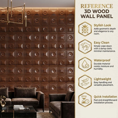 Dark Wood 3D Wall Panels Dome Design
