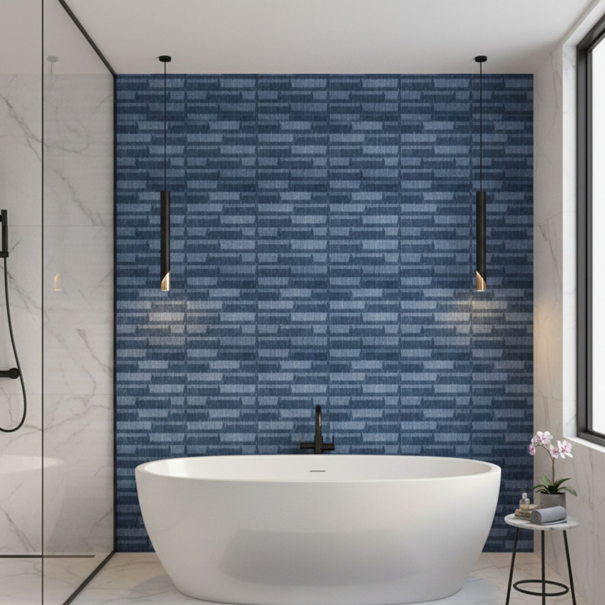 Electic Blue 3D Wall Panels Vault Design
