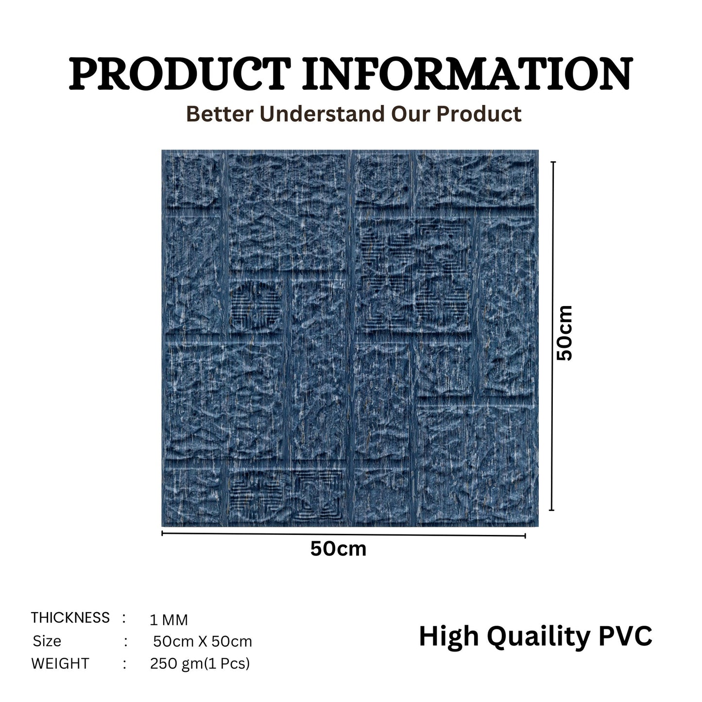 3D Self Adhesive Wall Panel - Abstract Design 50 x 50 cm
