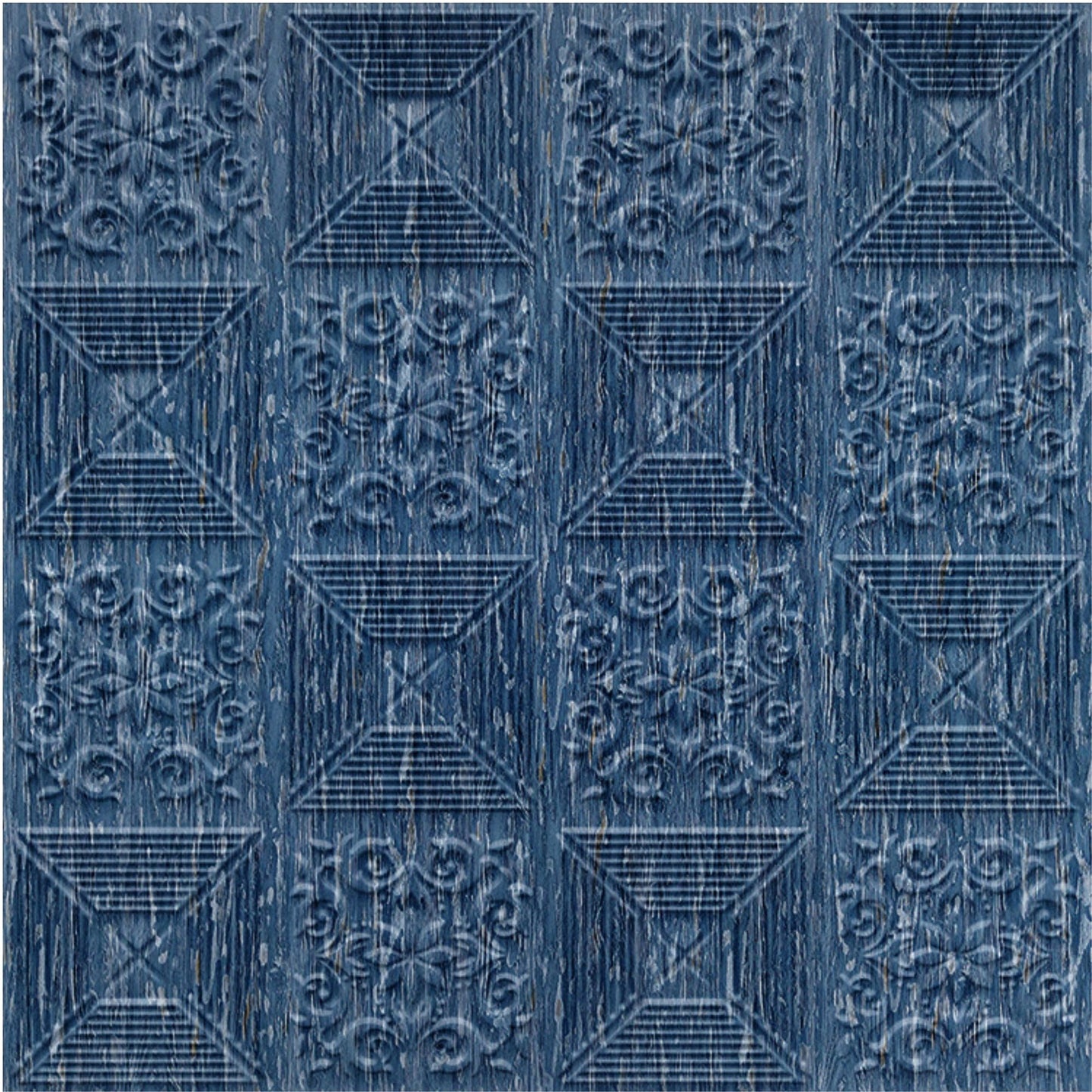Electric Blue Self Adhesive Wall Panels Flower Design