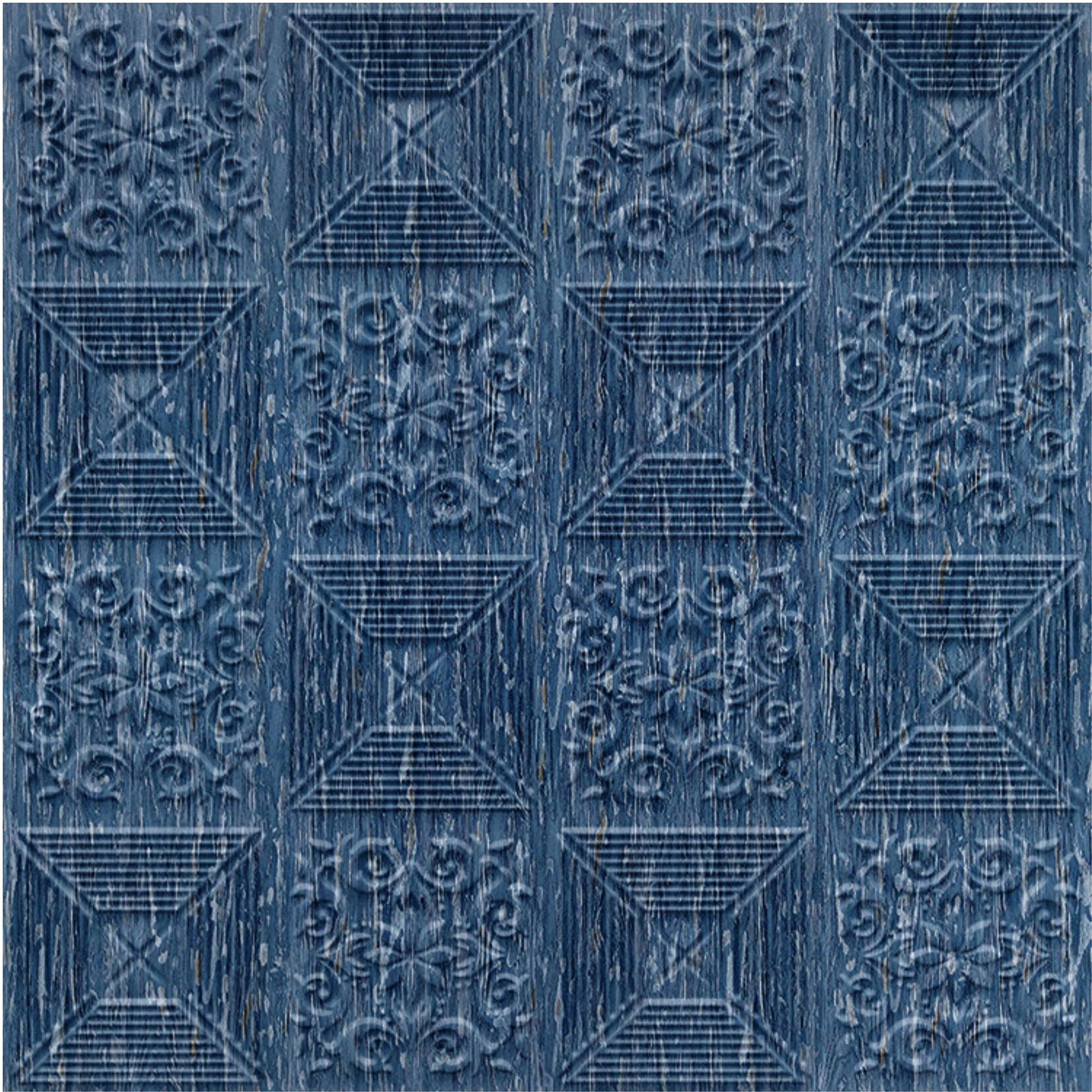 Electric Blue Self Adhesive Wall Panels Flower Design