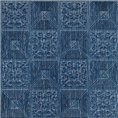 Electric Blue Self Adhesive Wall Panels Flower Design