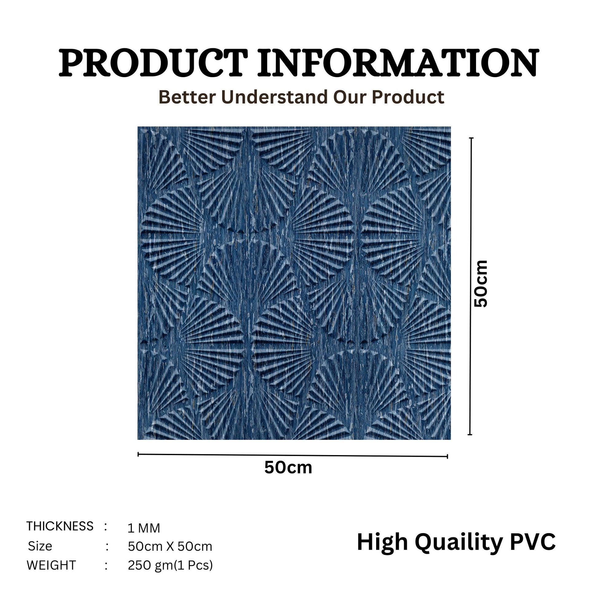 Electric Blue Self Adhesive Panels Hand Fan Design