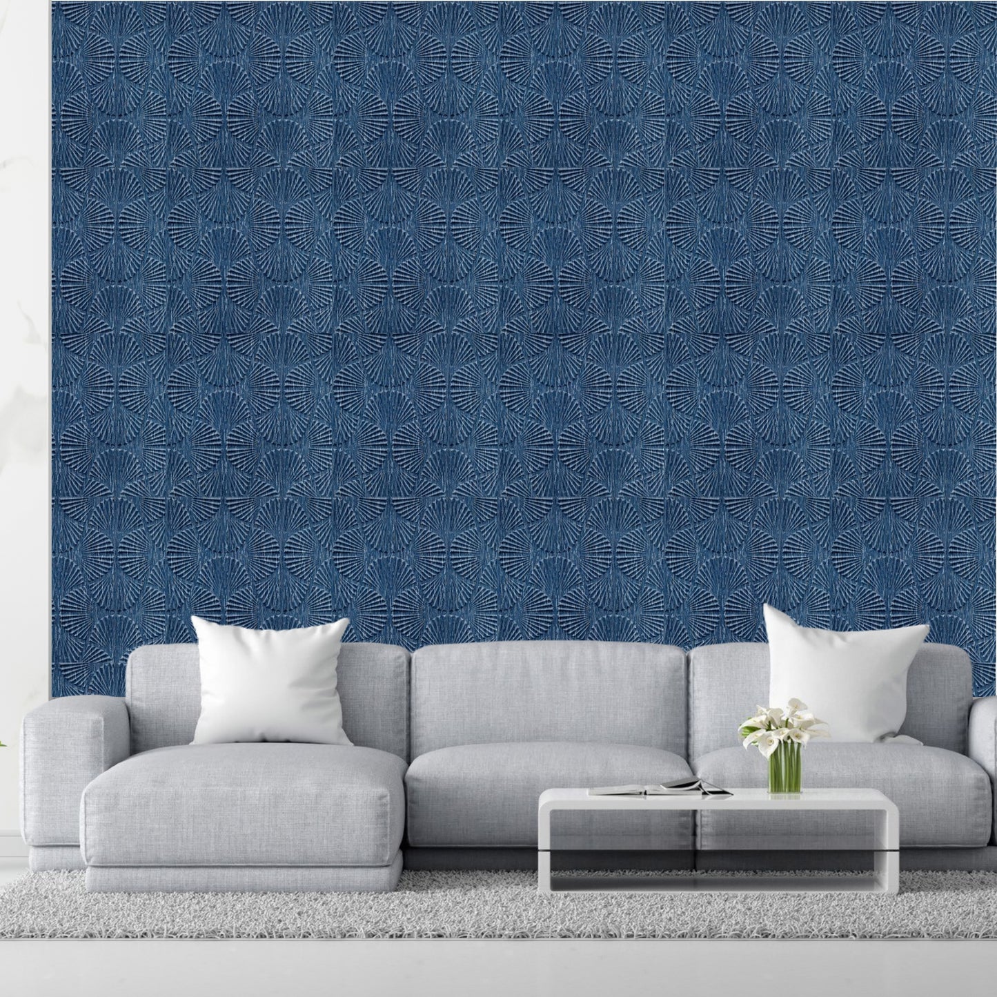 Electric Blue Self Adhesive Panels Hand Fan Design