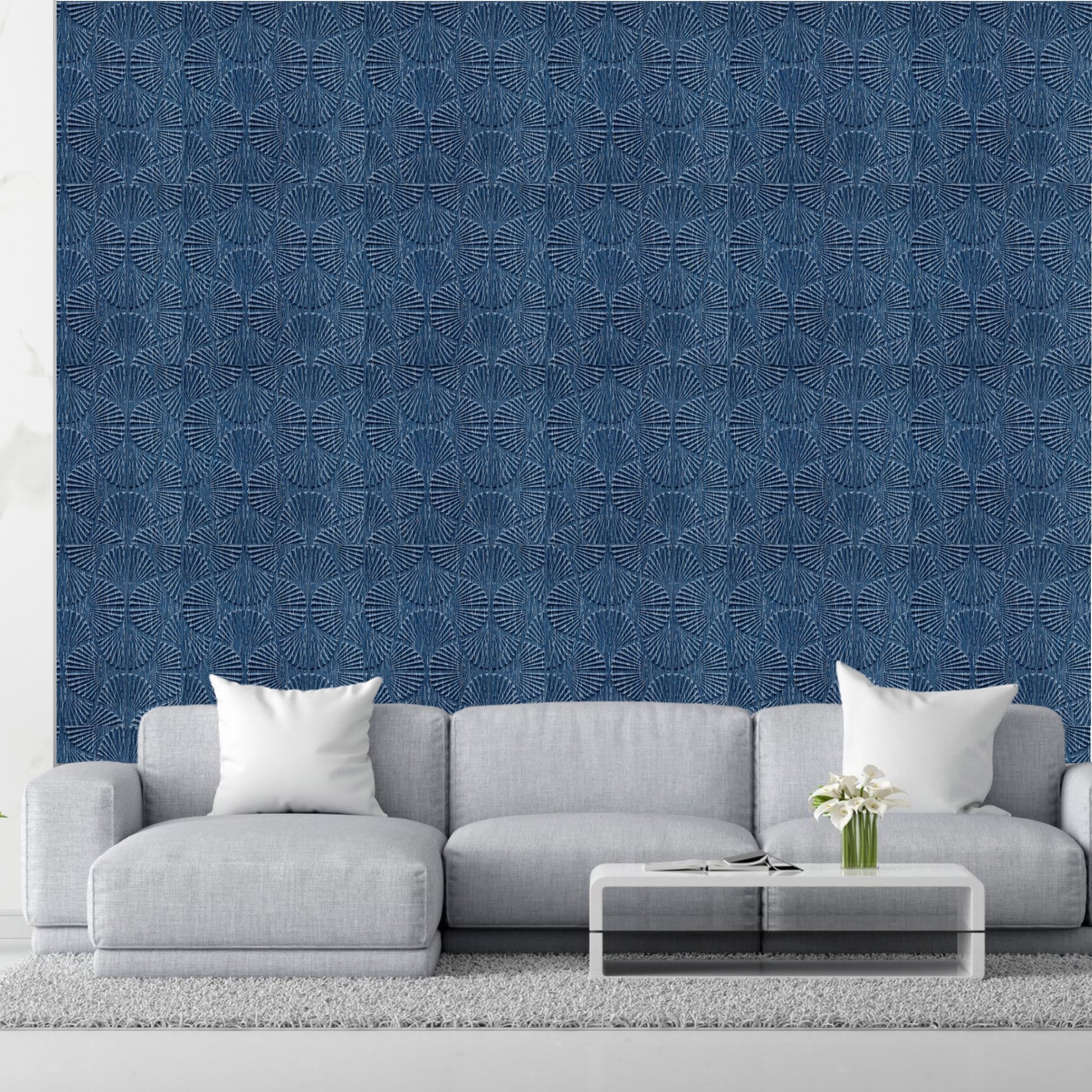 Electric Blue Self Adhesive Panels Hand Fan Design