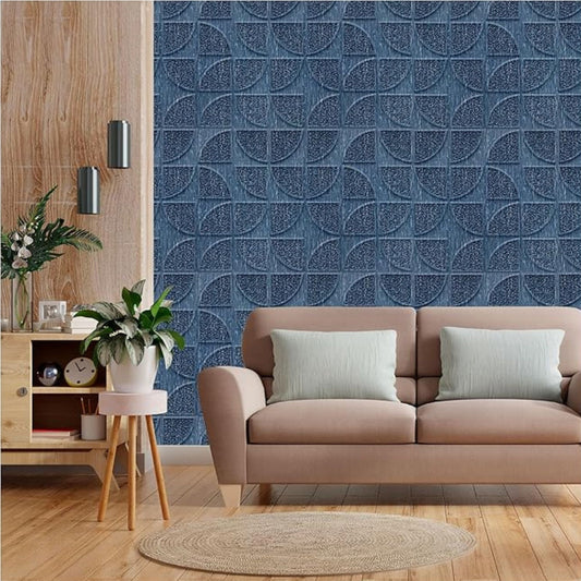 Electric Blue Self Adhesive Panels Quarter Circle Design